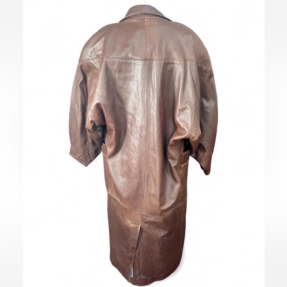 Vintage 80s Scully Soft Leather Trench long Coat XS (Oversized) vintage - Picture 3 of 8